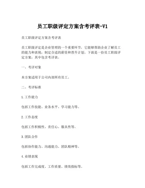 员工职级评定方案含考评表-V1