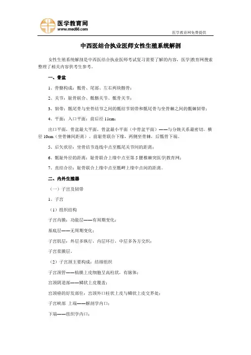 中西医结合执业医师女性生殖系统解剖
