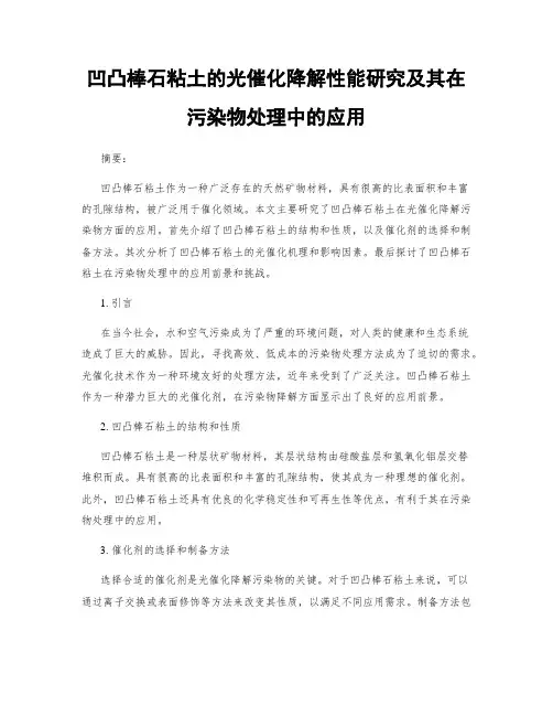 凹凸棒石粘土的光催化降解性能研究及其在污染物处理中的应用