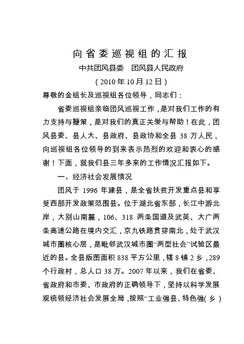 向省委巡视组的汇报(本4)