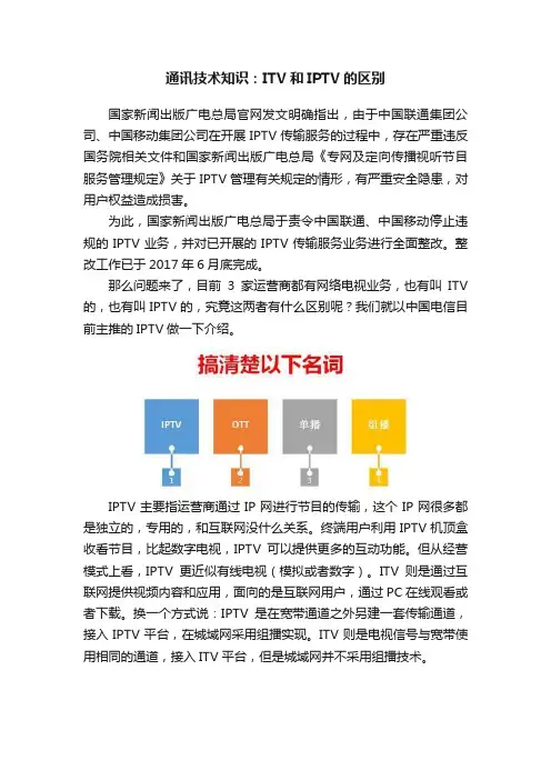 通讯技术知识：ITV和IPTV的区别