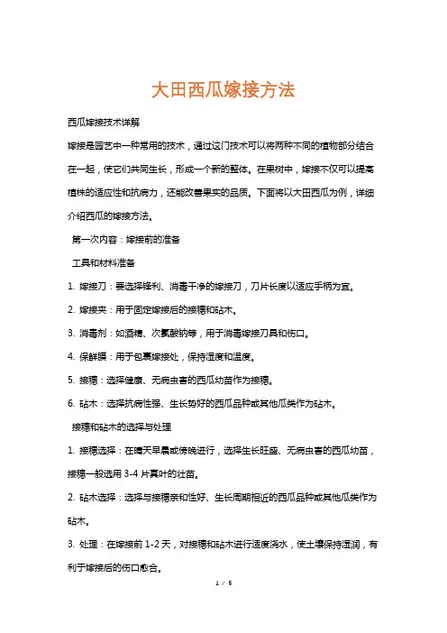 大田西瓜嫁接方法