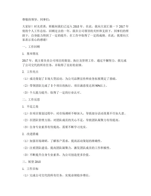 2017年度个人工作总结ppt范文