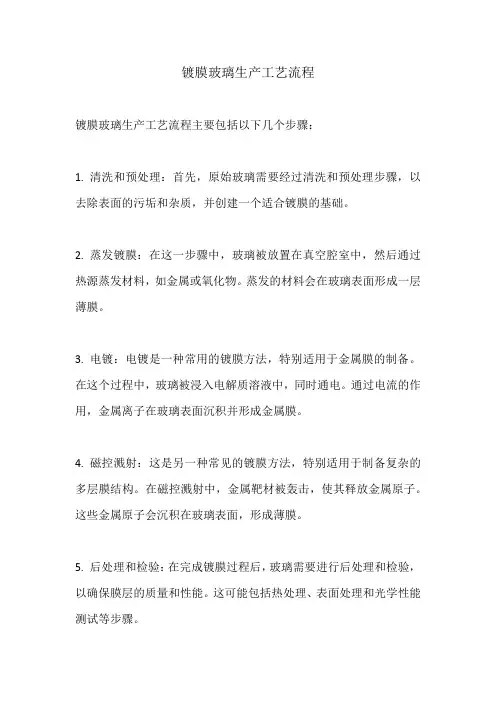 镀膜玻璃生产工艺流程