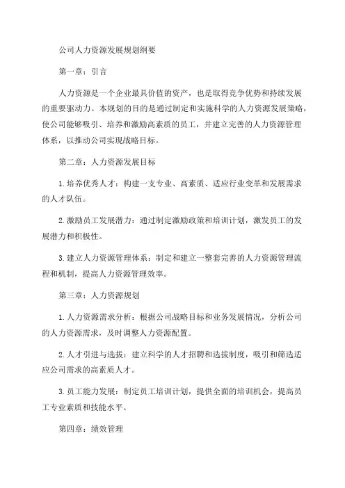 年公司人力资源发展规划纲要精心总结