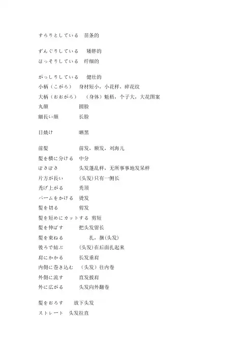 日语装扮词汇