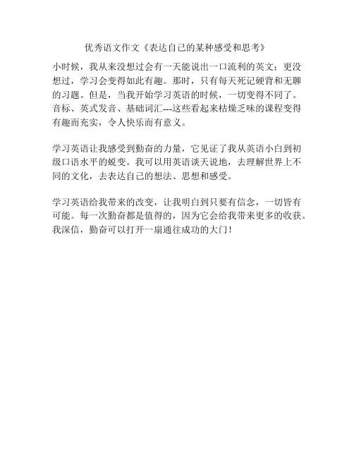 优秀语文作文《表达自己的某种感受和思考》