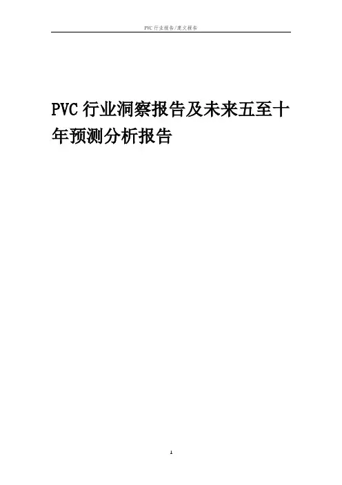 2023年PVC行业洞察报告及未来五至十年预测分析报告