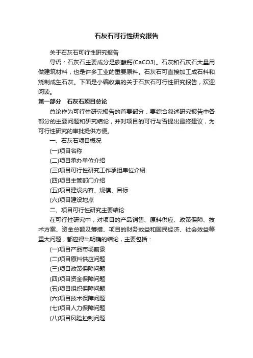 石灰石可行性研究报告