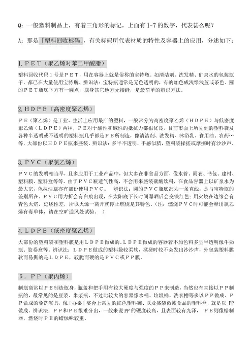 塑料回收标码