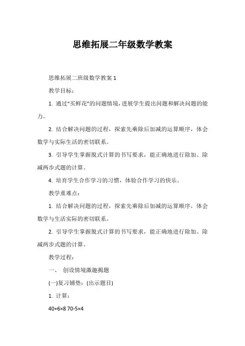 思维拓展二年级数学教案