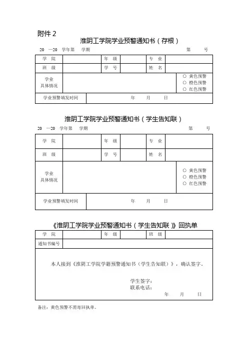学籍预警通知书