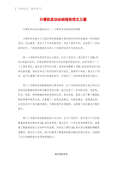 计算机实训总结报告范文三篇