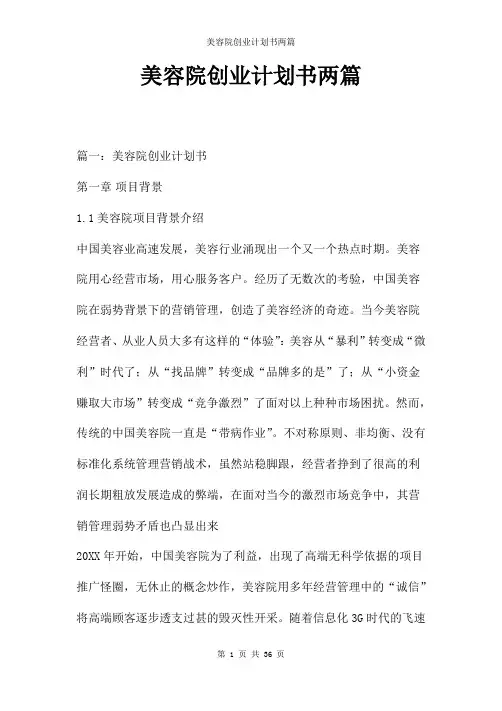 美容院创业计划书两篇