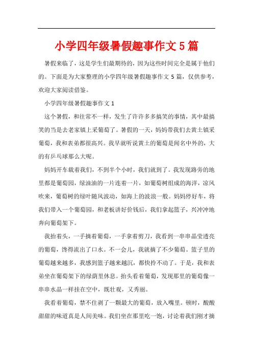 小学四年级暑假趣事作文5篇