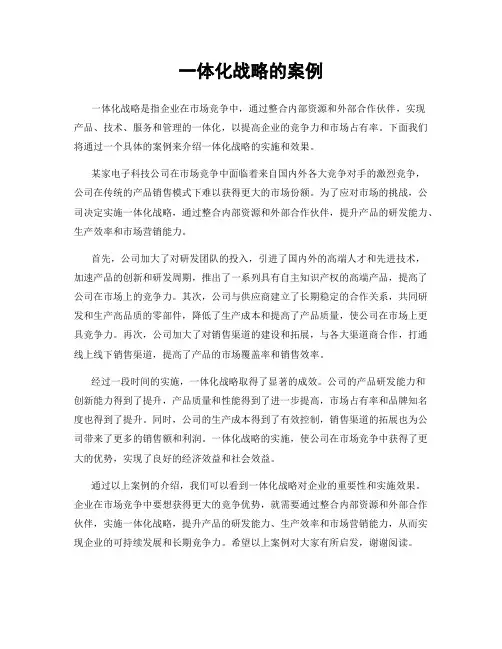 一体化战略的案例