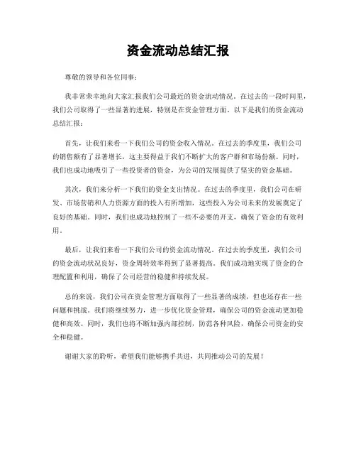资金流动总结汇报