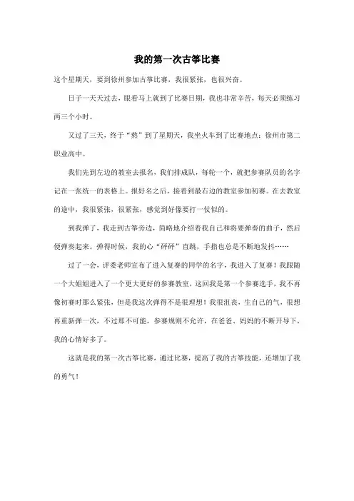 我的第一次古筝比赛_初中初三作文400字