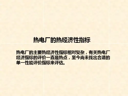 热电联产经济性指标
