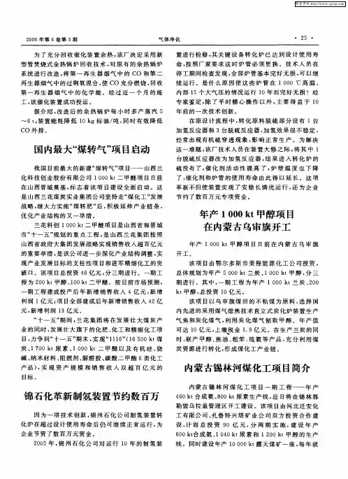 年产1000kt甲醇项目在内蒙古乌审旗开工