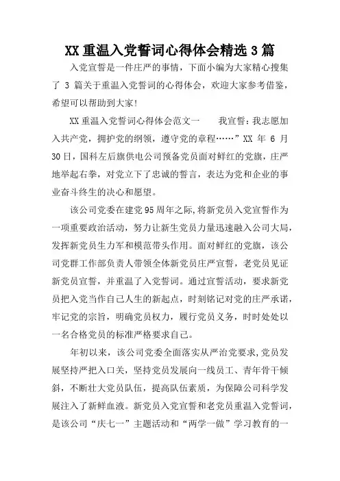 XX重温入党誓词心得体会精选3篇