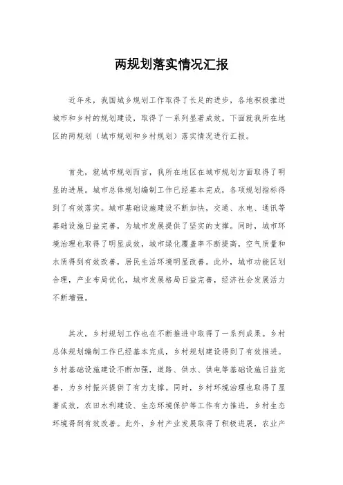 两规划落实情况汇报
