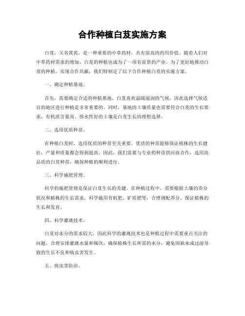 合作种植白芨实施方案
