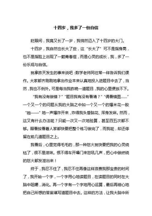 十四岁,我多了一份自信