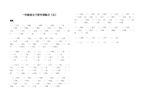 自编11一年级语文下册专项练习(五)量词