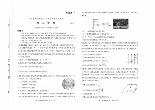 山东省普高大联考2024届高三上学期11月联合质量测评物理试卷及答案