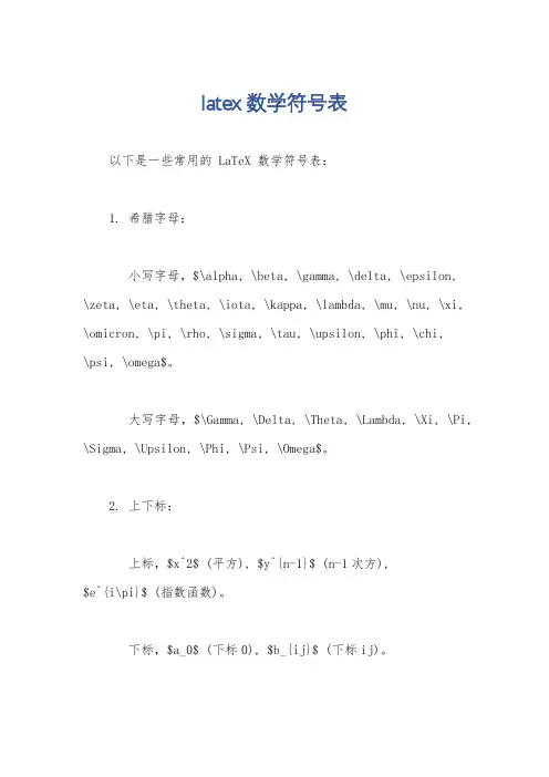 latex 数学符号表