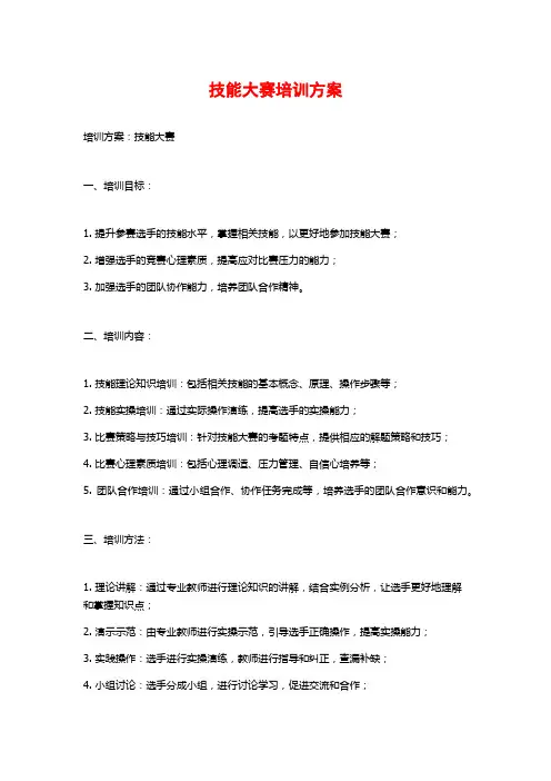 技能大赛培训方案