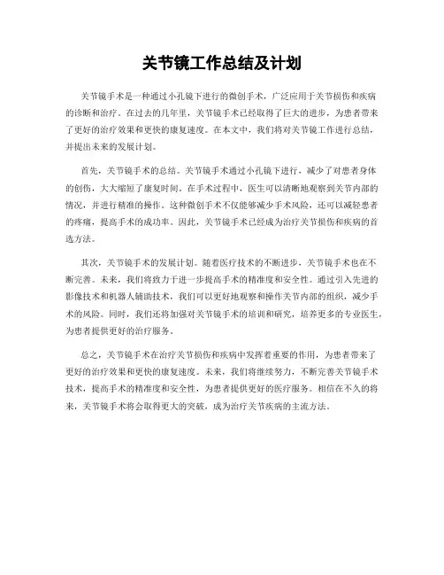 关节镜工作总结及计划