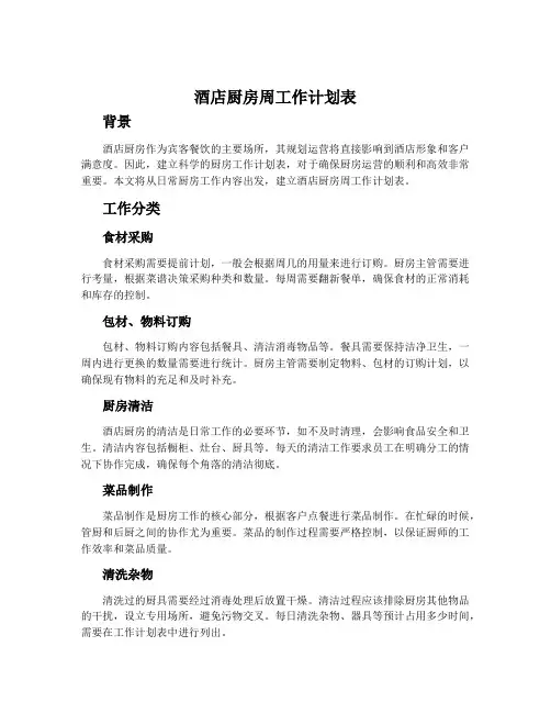 酒店厨房周工作计划表