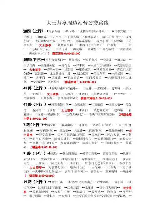 大士茶亭周边站台公交路线