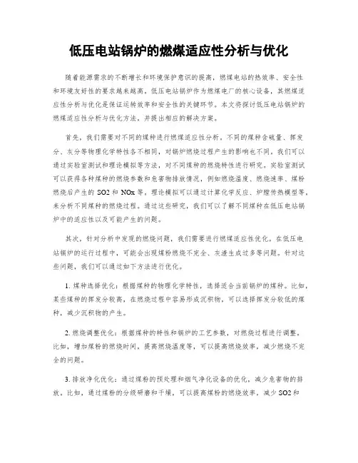低压电站锅炉的燃煤适应性分析与优化