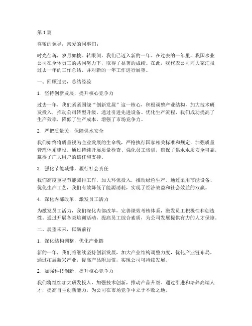 水业公司年度总结范文(3篇)