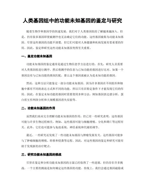 人类基因组中的功能未知基因的鉴定与研究