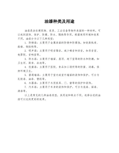 油漆种类及用途