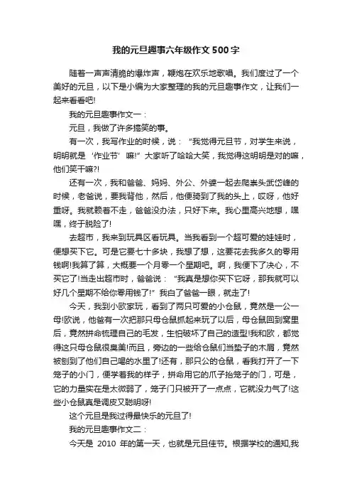 我的元旦趣事六年级作文500字