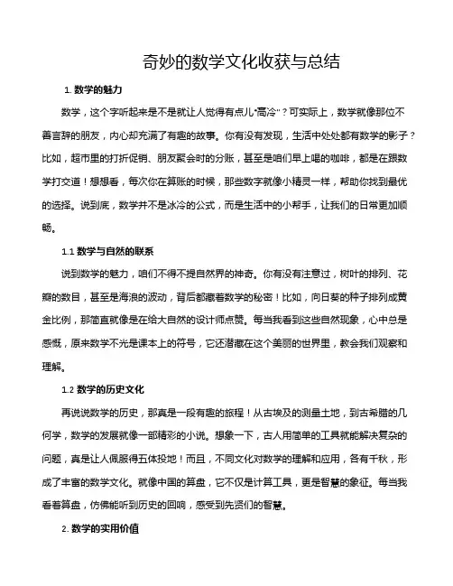 奇妙的数学文化收获与总结