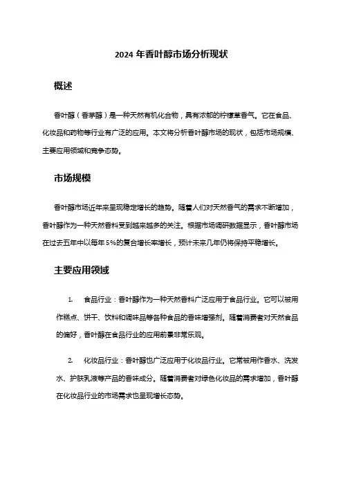 2024年香叶醇市场分析现状