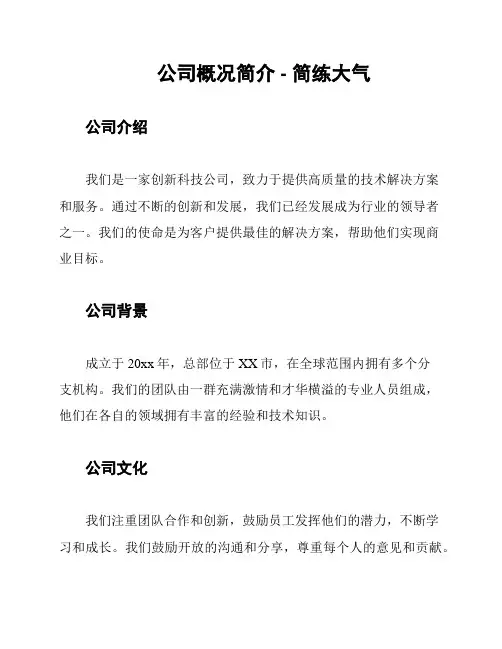 公司概况简介 - 简练大气