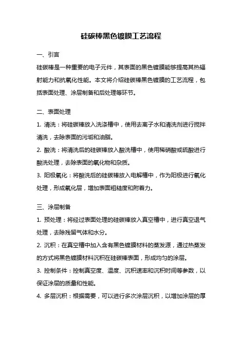 硅碳棒黑色镀膜工艺流程