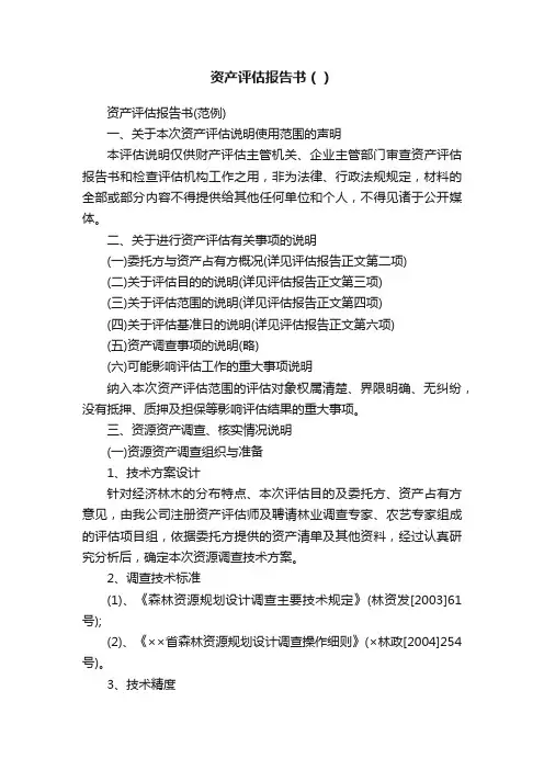 资产评估报告书（）