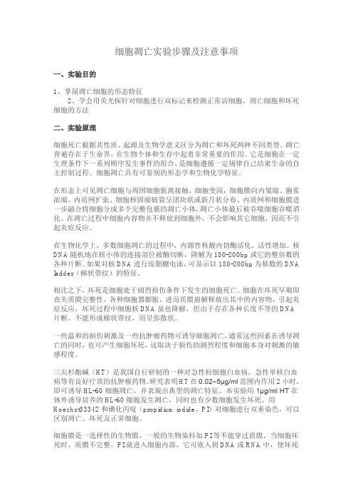 细胞凋亡实验步骤及注意事项