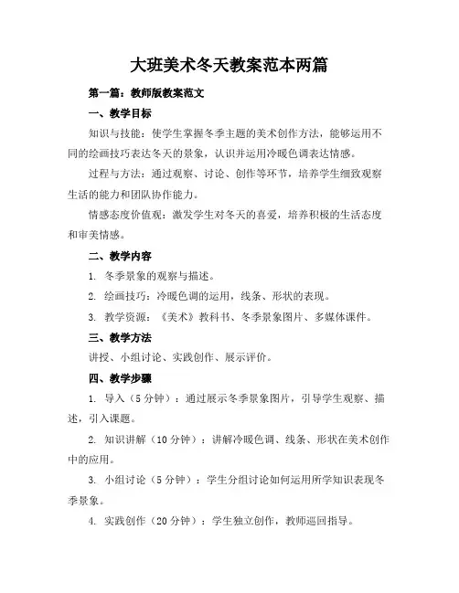 大班美术冬天教案-范本两篇