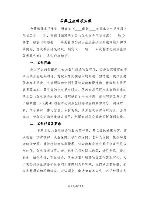 公共卫生考核方案(五篇)