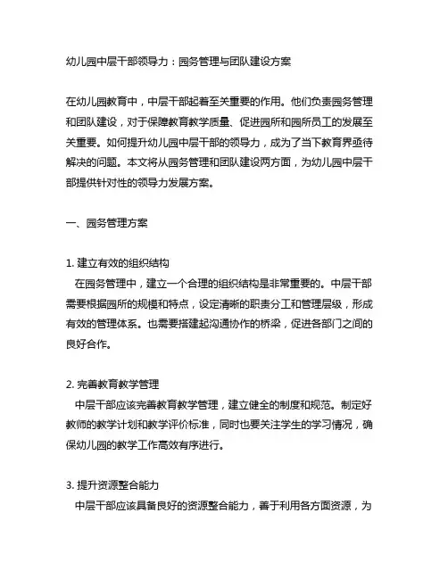幼儿园中层干部领导力：园务管理与团队建设方案