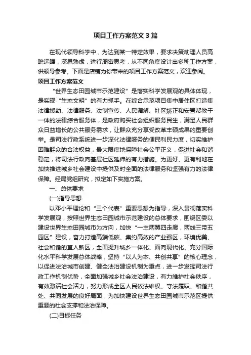 项目工作方案范文3篇
